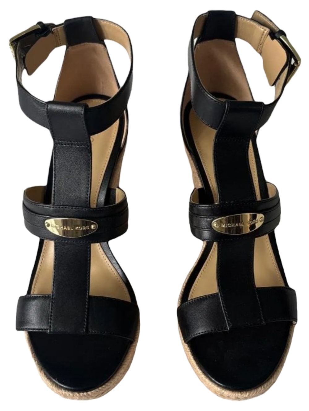 Michael Kors Finley Espadrille Wedge Sandals Black Size 6 - Picture 5 of 13